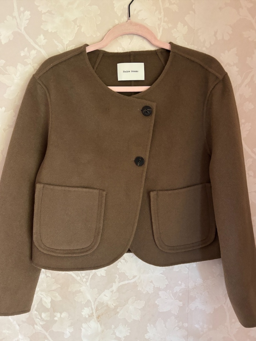 Shallow Streams Brown Cropped Wool-Blend Style Jacket / Cardigan Coat